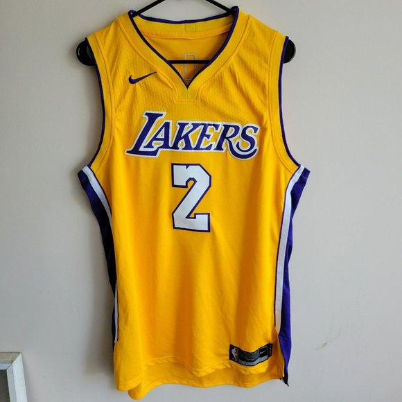 Nike Other - Nike LA Lakers Basketball Jersey GOLD Size 50 Large Length+4 Lonzo Ball #2